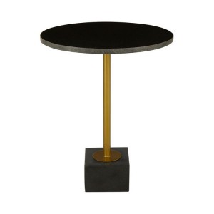 Rabia Metal Furniture Round Side Table with Black Marble Tabletop