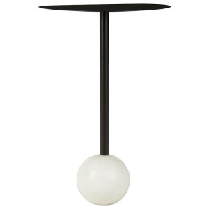 Rabia Metal Furniture Round Side Table with White Marble Base