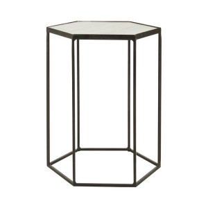 Rabia Metal Furniture White Marble Hexagonal Side Table