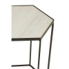 Rabia Metal Furniture White Marble Hexagonal Side Table