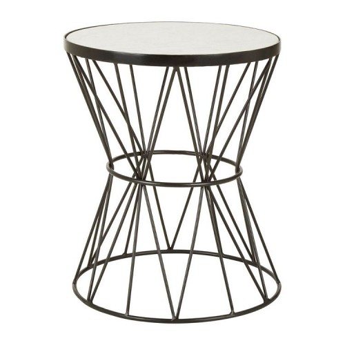 Rabia Metal Furniture White Marble Round Side Table with Corset Base