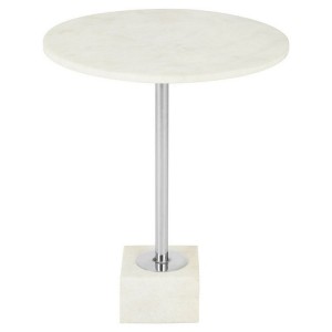 Rabia Metal Furniture White Marble Round Side Table with metal base