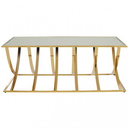 Reena Stainless Steel and Mirrored Glass Gold Finish Coffee Table