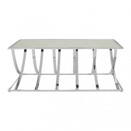 Reena Stainless Steel and Mirrored Glass Silver Finish Coffee Table