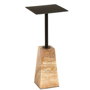 Relic Black Iron Top and Onyx Stone Base Side Table
