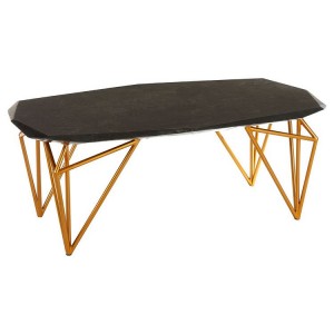Relic Black Marble and Brass Iron Large Coffee Table