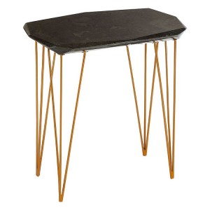 Relic Black Marble and Gold Finish Iron Large Side Table