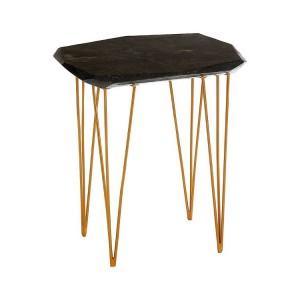 Relic Black Marble and Gold Finish Iron Small Side Table