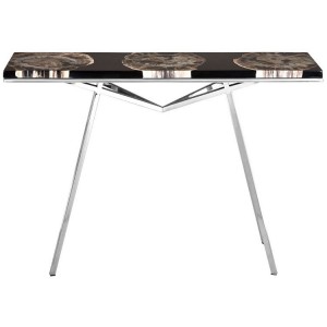 Relic Black Resin and Silver Stainless Steel Rectangular Black Console Table