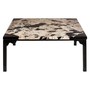 Relic Cheese Stone and Black Resin Coffee Table 