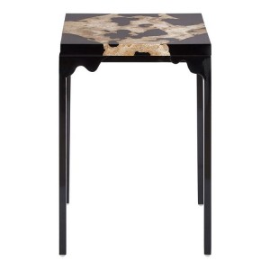Relic Cheese Stone and Black Resin Side Table