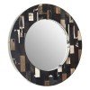 Relic Petrified Wood and Mirrored Glass Round Wall Mirror