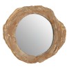 Relic Round Mirrored Glass and Petrified Wood Wall Mirror