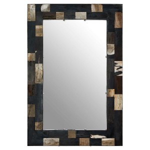 Relic Small Tile Petrified Wood and Mirrored Glass Wall Mirror