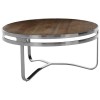 Richmond Pine Wood Furniture Round Coffee Table with Silver Base
