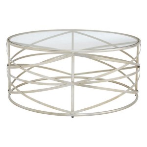 Rubia Metal and Glass Furniture Silver Finish Coffee Table