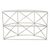 Rubia Metal and Glass Furniture Silver Leaf Demilune Console Table
