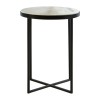 Shalimar Black Cross Base Side Table with Round White Marble Top