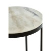 Shalimar Black Cross Base Side Table with Round White Marble Top