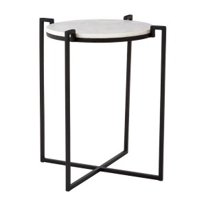 Shalimar Black Cross Legged Side Table with White Marble Top