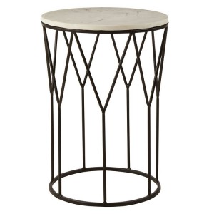 Shalimar Black Round Side Table with Marble Top