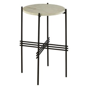 Shalimar Black Triple Cross Base Side Table with Marble Top