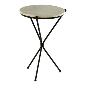 Shalimar Black Tripod Base Side Table with White Marble Top