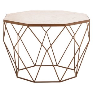 Shalimar Brass Octagon Coffee Table with White Marble Top