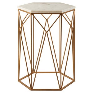 Shalimar Diamond Shaped Side Table with White Marble Top