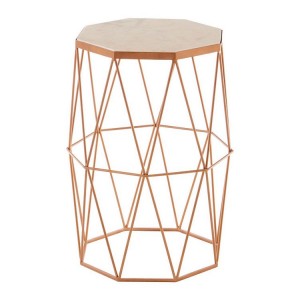 Shalimar Gold Octagonal Side Table with Marble Top
