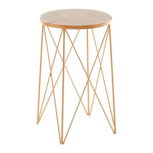 Shalimar Gold Side Table with Round White Marble Top