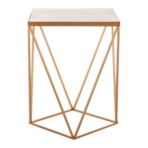 Shalimar Gold Side Table with Square Natural Marble Top