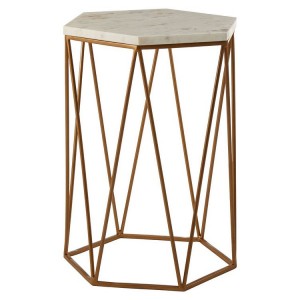 Shalimar Hexagonal Side Stable with White Marble Top