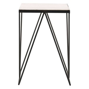 Shalimar Matte Black Side Table with Marble Top