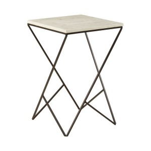 Shalimar Matte Black Square Side Table with White Marble Top
