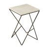 Shalimar Matte Black Square Side Table with White Marble Top