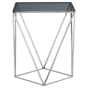 Shalimar Quadrilateral Side Table with Square Black Tempered Glass Top