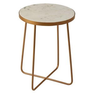 Shalimar Round Side Table with Marble Top and Cross Base