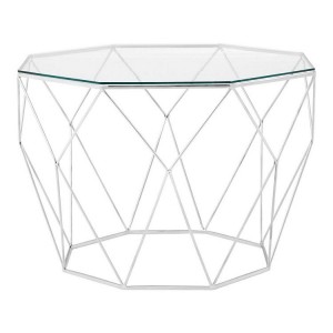Shalimar Silver Octagonal Coffee Table with Clear Tempered Glass Top
