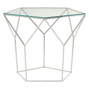 Shalimar Silver Pentagonal Coffee Table with Clear Tempered Glass Top