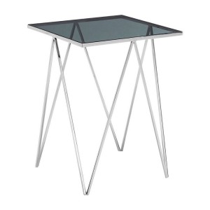 Shalimar Triangular Side Table with Square Black Tempered Glass Top