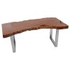 Surak Brown Longon Wood and Stainless Steel Coffee Table