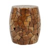 Surak Brown Solid Teak Wood Mosaic pattern Stool