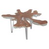 Surak Silver Finish and Solid Teak Wood Star Top Coffee Table