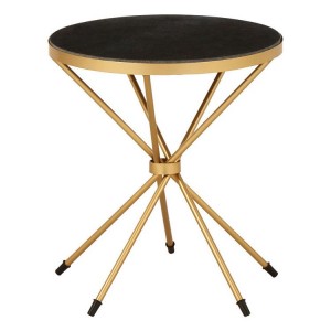 Templar Brushed Stainless Steel and Black Marble Top Side Table