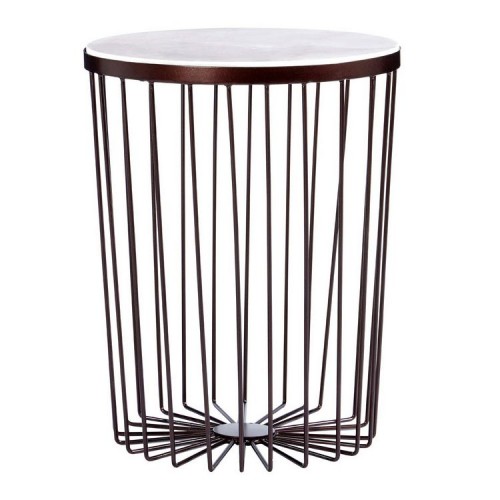 Templar Copper Metal and White Marble Round Side Table