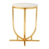 Templar Curved Gold Finish Iron Base and White Marble Side Table