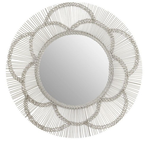 Templar Floral Effect Silver Finish Mirrored Glass Wall Mirror