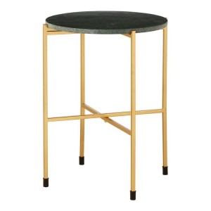 Templar Large Green Marble Top and Gold Metal Round Side Table