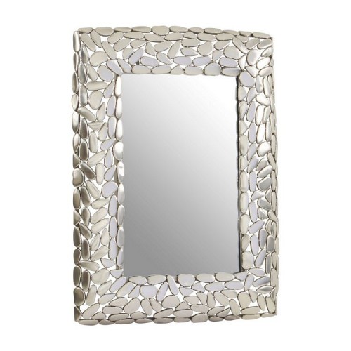 Templar Pebble Effect Rectangular Silver Mirrored Glass Wall Mirror